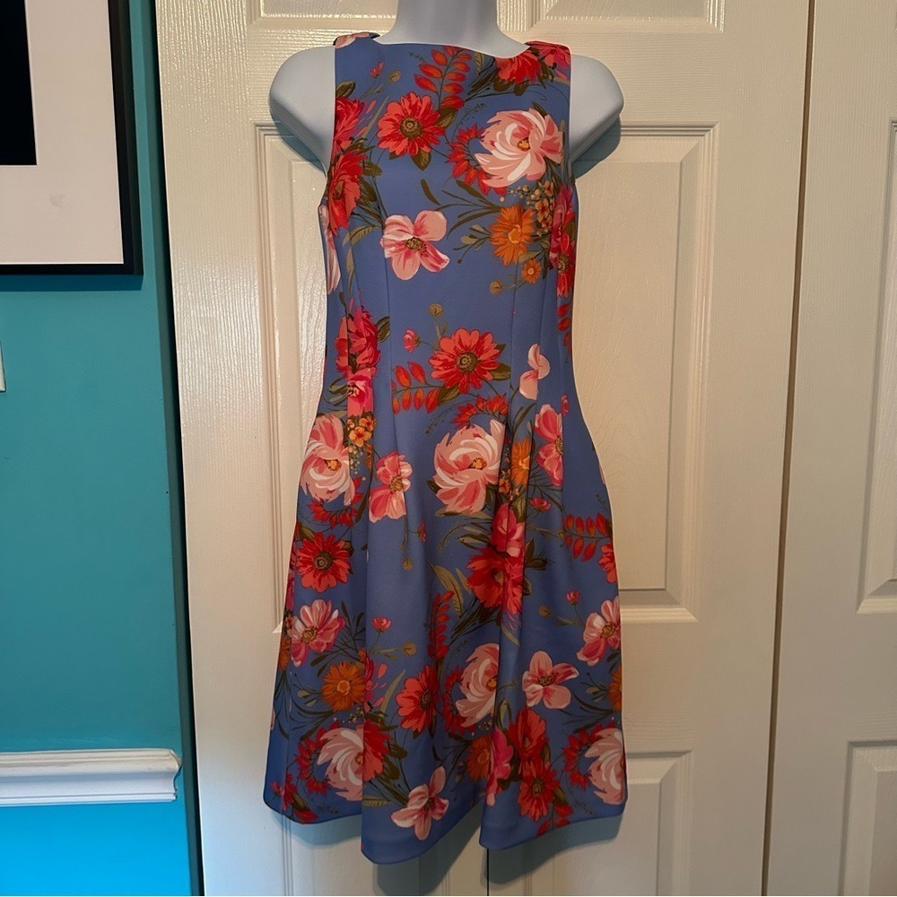 Vince Camuto Blue and Orange Floral Dress